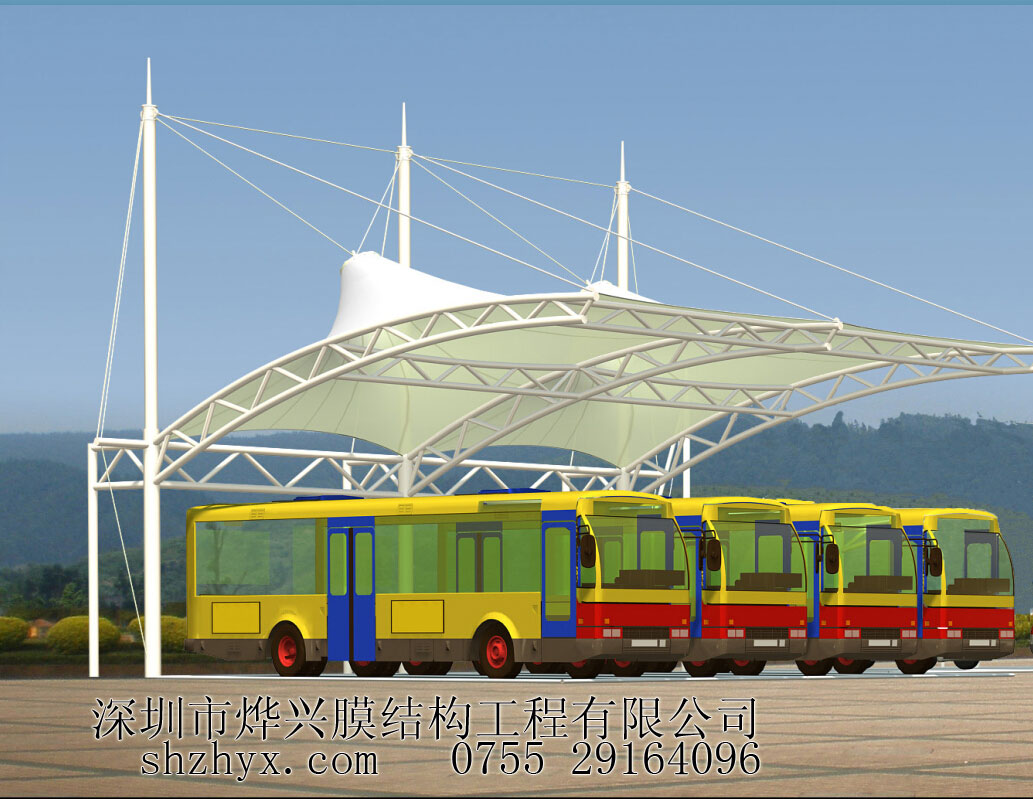 【膜結(jié)構(gòu)工廠(chǎng)促銷(xiāo)】中巴、大巴膜結(jié)構(gòu)車(chē)棚